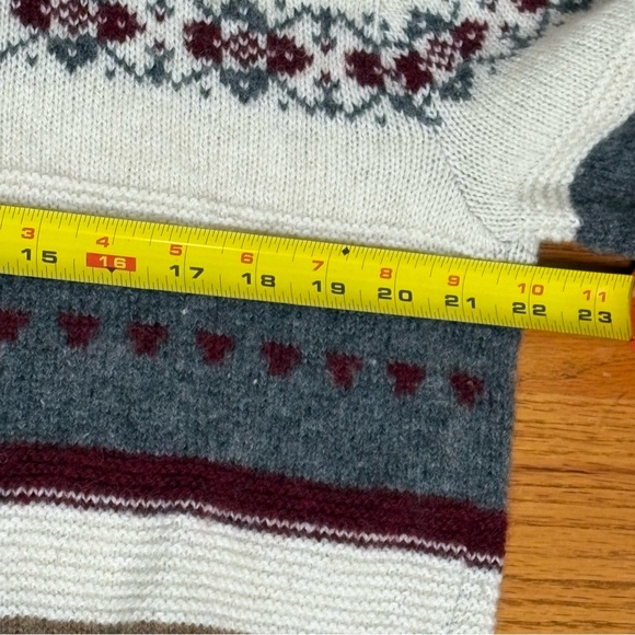 JANTZEN Vintage 90s Wool Blend Fair Isle Nordic Ski Stripe Crewneck Sweater USA - Picture 5 of 12
